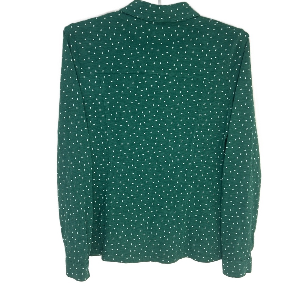 BODEN Tara Jersey Button Down Collared Shirt Green Polka Dot Size 2 Petite - Picture 2 of 12